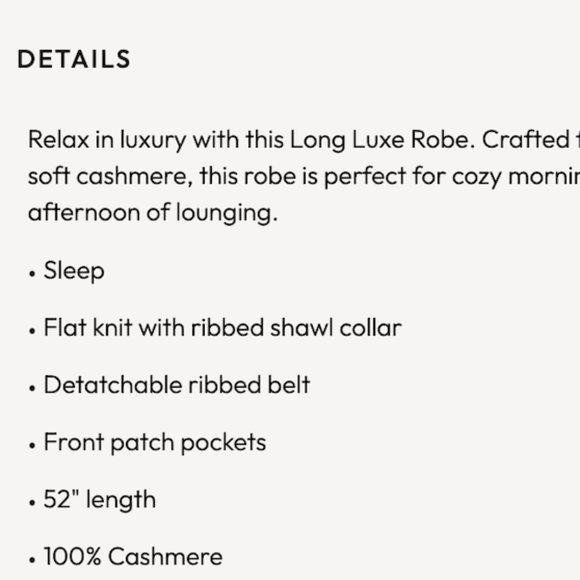 Frost White -  100% cashmere lounge robe NWT - Picture 10 of 10
